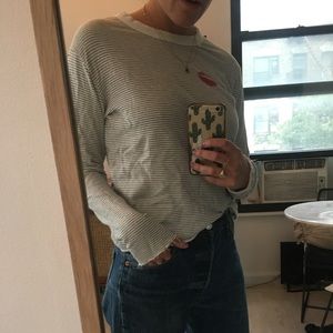 Monrow striped kiss sweatshirt